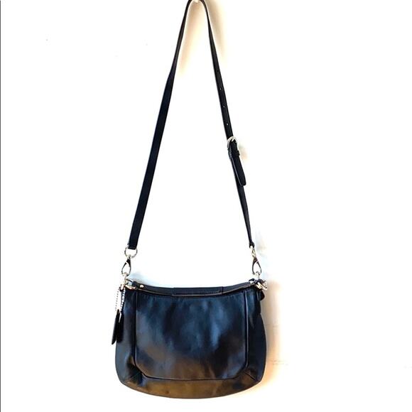 Coach Women's Black Leather Top Zip Satin Lined Crossbody Handbag 11.5"L X 8.5"H - Picture 3 of 12
